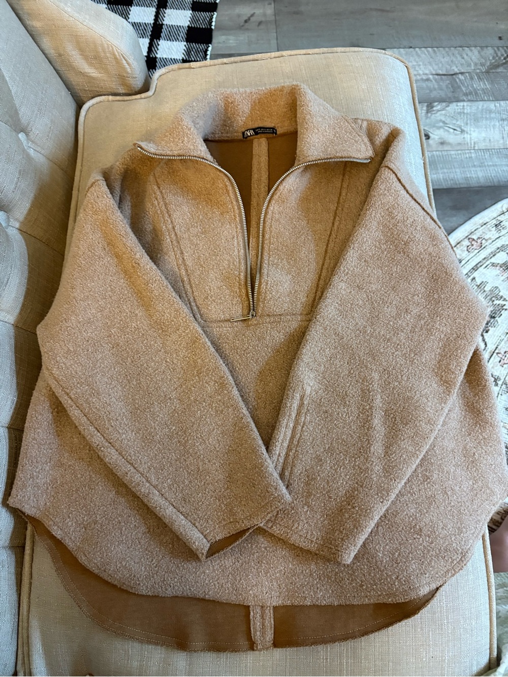 Zara Sherpa-Lined Jacket in Camel